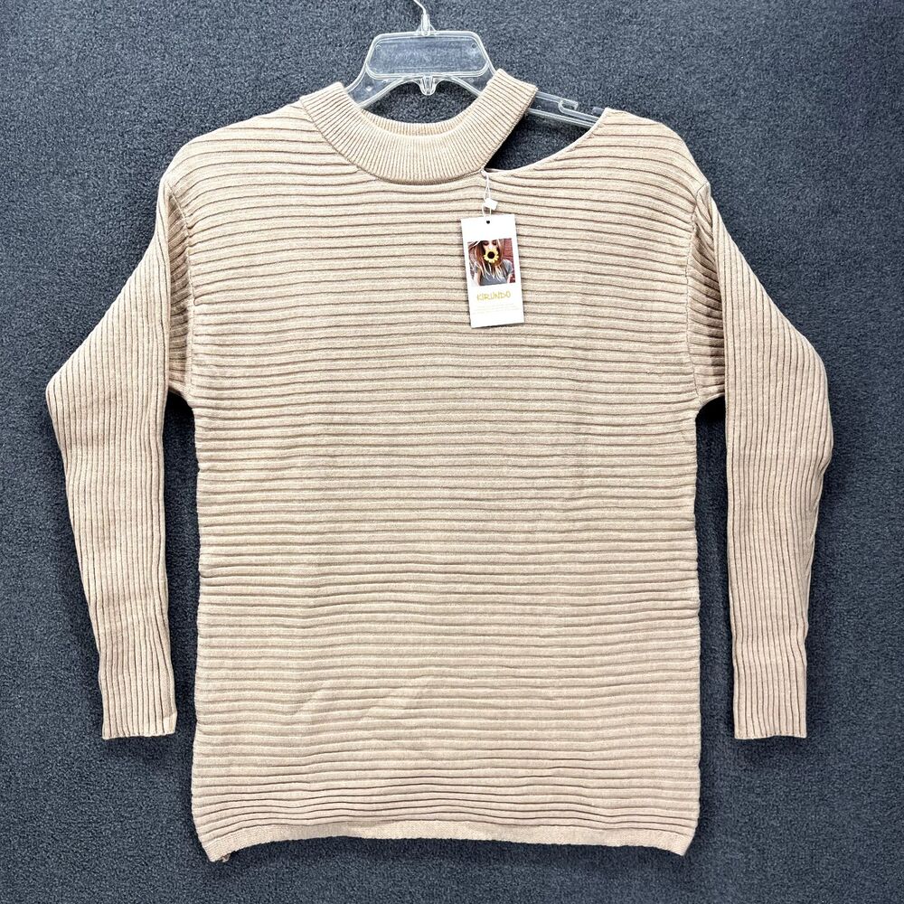KIRUNDO Sweater Womens Small Cream Long Sleeves Casual‎ Cold Shoulder